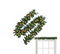 Lighted Christmas Wreath - Artificial Pine Branch Door Garland with LED Lights, Holiday Decoration for Outdoor Indoor Door Wall Porch Window Fireplace Tree Home Seasonal Display, Poliestere