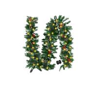 Lighted Christmas Wreath - Artificial Pine Branch Door Garland with LED Lights, Holiday Decoration for Outdoor Indoor Door Wall Porch Window Fireplace Tree Home Seasonal Display, Poliestere