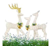 Lighted Deer, Acrylic Design, LED Lights, Holiday Display, Structure, Lighted Christmas Deer with Led Lights Family Set Acrylic, Lighted Outdoor Christmas Reindeer 3-Piece 2D For Holiday
