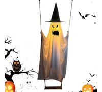 Lighted Swinging Ghost Decor, Halloween Hanging Prop, Spooky Yard Accent