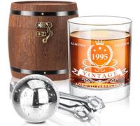LIGHTEN LIFE Regali per il 30° compleanno per uomini, Set di bicchieri da whisky del 1995 in scatola a botte, Regali di 30 anni, Idee regalo per il 30° compleanno, Regali di compleanno del 1995