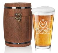 LIGHTEN LIFE Regali per il 60° compleanno per uomo 16 once, Bicchiere da birra del 1965 in scatola barile, Bicchiere da birra per il 60° compleanno, Idee regalo per il 60° compleanno