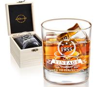 LIGHTEN LIFE Regali per il 70° compleanno per uomo 12 oz, bicchiere da whisky del 1954 in pregiata scatola di legno, bicchiere da bourbon per papà, marito, amico di 70 anni