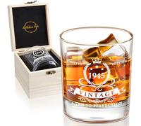 LIGHTEN LIFE Regali per l'80° compleanno per uomo 12 oz, bicchiere da whisky del 1944 in pregiata scatola di legno, bicchiere da bourbon per papà, marito, amico di 80 anni