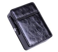Lighter Storage Box - PU Leather 7,5 x 10,5 x 3,5 cm Retro Stainless Steel Case | Portable Lighter Pack With Pocket | Men's Gift For Boys Husband Males | Available in Black and Brown
