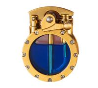 Lighter4u Vintage Rocker Clear Bin Kerosene Lighter, Lighter4u Cool Trench Steampunk Lighters, Kerosene Copper with Visible Gas Tank for Camping BBQ, Gifts for Men Dad(Gold)