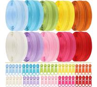 Lighterdasy 30M Cerniera Lampo in 10 Colori,Cerniere Lampo Invisibile fai-da-te con 50 Tiretti,Kit di Riparazione per Cerniera per Borse Uncinetto (10 Colori Vivaci)