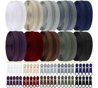 Lighterdasy 30M Cerniera Lampo in 10 Colori,Cerniere Lampo Invisibile fai-da-te con 50 Tiretti,Kit di Riparazione per Cerniera per Borse Uncinetto (10 Colori Scuri)