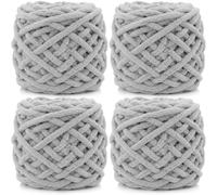 Lighterday 4 gomitoli di lana di ciniglia super grossa da 100 g, multicolore, per lavori a maglia coperte, calzini e sciarpe (grigio chiaro)