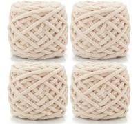 Lighterday 4 gomitoli di lana di ciniglia super grossa da 100 g, multicolore, per lavori a maglia coperte, calzini e sciarpe (beige)