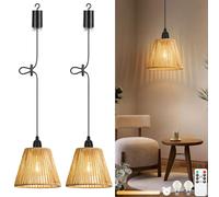 Lightess 2x Lampadario con Batteria - Lampada a Sospensione Portatile Dimmerabile Telecomando, IP65 per Esterni e Interni, Stile Boho, per Giardino, Terrazza, Tavolo (Senza Fili)