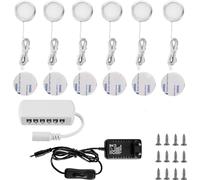 Lightess 6Pezzi Luci LED per Armadio, 6000K Luce LED Armadio per Cucina Sottopensile, Bianco Freddo Lampada da Lavello con Interruttore, Lampada Notturna per Armadietto, Scale, Cucina, Corrido