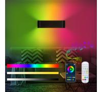 Lightess Applique da Parete Interno LED, Lampada da Parete Intelligente con Controllo dell App e Telecomando, Dimmerabile, RGB Lampade da Muro, Luce Sincronizzazione Musicale Luci Colorate, Nero