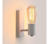 Lightess Applique da Parete Interno Vintage, Lampada da Parete Orientabile in Metallo Bianco, Muro Industriale Lampadina E27 Illuminazione Regolabile e Rotante per Soggiorno, Faretto, Entrata, Scale