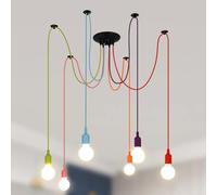 Lightess Lampadario a Ragno 6 Luci, Lampade a Sospensione Colorato Bambini Lampadario Pendente Moderne per Bambino Camera da Letto Cucina Salotto