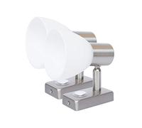 lighteu, 2X 12V 3W D1 Faretto a soffitto/Parete, Finitura Nichel, Luce di Lettura Girevole e Girevole con Interruttore a sfioramento Dimmerabile Luce Bianca/Blu Calda per Yacht, Camper
