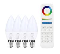 lighteu®, 4x 4W E14 Miboxer Lampadina a candela WiFi 2.4G RF telecomando RGBCCT LED lampadine luci con un telecomando a 8 zone (4X fut108+fut089)