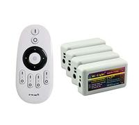 LIGHTEU®, kit di controllo remoto Miboxer: confezione da 4 controller a doppia temperatura di colore bianco (da bianco caldo a bianco freddo) con 1 telecomando RF wireless a 4 zone 4x fut035 + fut007