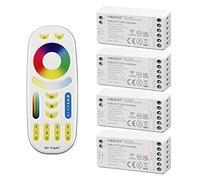 LIGHTEU®, Kit telecomando Miboxer: confezione da 4 controller per strisce LED RGBCCT e 1 telecomando RGBCCT LED a 4 zone 4x fut039S + fut092