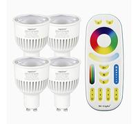 LIGHTEU®, Miboxer 4x 6W GU10 RGB + CCT LED Spotlight che cambia colore e CCT WW CW Temperatura regolabile con un telecomando (4x FUT106 + FUT092)