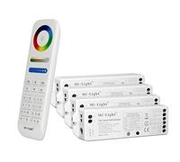 LIGHTEU®, Milight Miboxer Remote Control Kit: pacchetto di 4x 5in1 smart LED Strip controller e un telecomando a 8 zone 4x LS2 + FUT089