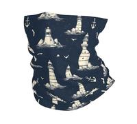 Lighthouse Anchor Seagull Print 26X30Cm Stampato Ghetta da Collo Sportiva Sciarpa A Mezza Faccia per Pesca Donna Outdoor