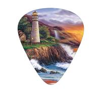 Lighthouse At Sunset 12 plettri per chitarra, spessore 0,46 mm/0,71 mm/0,96 mm, con custodia per chitarra acustica-elettrica, ukulele, basso