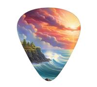 Lighthouse At Sunset 12 plettri per chitarra, spessore 0,46 mm/0,71 mm/0,96 mm, con custodia per chitarra acustica-elettrica, ukulele, basso