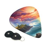 Lighthouse At Sunset - 6 plettri per chitarra, stampa su entrambi i lati, per chitarra acustica, basso, ukulele, chitarra elettrica (0,46 mm, 0,71 mm, 0,96 mm)