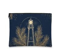 Lighthouse, borsa per cosmetici, blu navy, vintage, da viaggio, per donne, piccola tela con cerniera, organizer per articoli da toeletta per le vacanze, Navy, 7x9 Inch, Faro