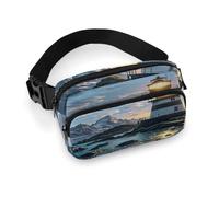 Lighthouse by the Sea per uomo e donna, borsa a tracolla con cerniera, completamente stampato con tracolla regolabile