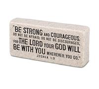Lighthouse Christian Products Be Strong And Courageous - Placca in pietra colata da 10 cm