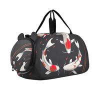Lighthouse Coastal Sunset Travel Duffle Bags Girls Tote Weekender Pernottamento Ragazzi Carry on Duffel Bag Sport Duffle Bag, Koi Fish Swim Nero, classico