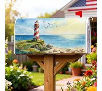 Lighthouse, Coperture magnetiche per cassette postali, conchiglie oceaniche nautiche estive blu per le vacanze, decorazioni per casa e giardino, 53 x 64 cm
