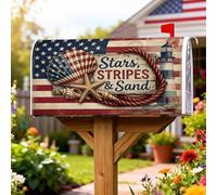 Lighthouse, Coperture magnetiche per cassette postali, conchiglie rustiche nautiche con stelle marine estive rosse per esterni, decorazione per giardino e patio, 53 x 64 cm