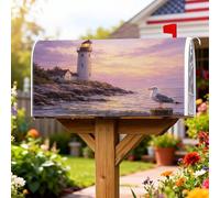 Lighthouse, Coperture magnetiche per cassette postali, copertura per cassetta postale con gabbiano costiero realistico, oceano, estate, arancione, decorazione da giardino, 45,7 x 53,3 cm