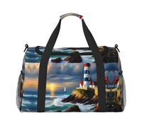 Lighthouse Diamond Paint print Large Canvas Travel Duffel Bag Weekender Borse per le donne Borsa da notte Borsa Tote Bag Carry On, nero, Taglia unica