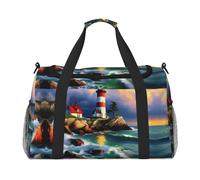 Lighthouse Diamond Painting stampa grande tela viaggio Duffel Bag Weekender Borse per le donne Borsa da notte Borsa Tote Bag Carry On, nero, Taglia unica