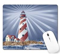 Lighthouse Illuminating The Night Tappetino per Mouse Soffice Mousemat Base in Gomma Tappetini per Il Mouse per Gioco Casa Computer 25X30Cm