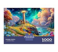 Lighthouse in A Cosmic Coastal Garden Puzzle Da 1000 Pezzi Coastal Lighthouse Gioco Di Sfida Per Uomini, Donne E Anziani 52x38cm/1000pcs
