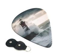 Lighthouse In Storm, 6 plettri per chitarra, stampa su entrambi i lati, per chitarra acustica, basso, ukulele, chitarra elettrica (0,46 mm, 0,71 mm, 0,96 mm)