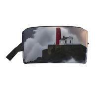 Lighthouse in Storm Print Travel Makeup Portable Cosmetic Organizer Pouch Large Bag Capacity Storage Bag
