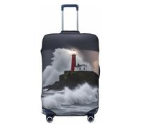 Lighthouse In Storm Stampa Valigie Coperture Personalizzate Protezione Bagagli Elastica Lavabile Travel Gear Cover, nero, X-Large