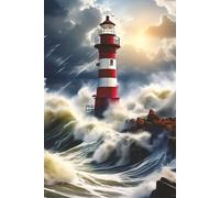 Lighthouse Notebook: Blank Lined Notebook for All Ages, Lighthouse, Sea, Ocean, Red, Storm | 6x9 inches, 110 pages | Gifts for Birthdays, Christmas, Thanksgiving and more
