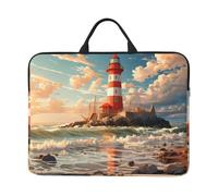 Lighthouse Ocean Custodia per laptop da 14 pollici Sea Nautical Borsa per laptop per donne e uomini, borsa da trasporto per computer aziendale resistente all'acqua Custodia antiurto per notebook