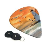 Lighthouse Ocean Sea Plettri per chitarra elettrica, acustica, 6 pezzi, per basso, chitarre acustiche, acustiche, ukulele, sottili, medi, spessori, 0,46 mm