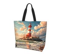 Lighthouse Ocean Tote Bag Borsa a tracolla da donna Borse nautiche per la spesa impermeabile grande borsa con tasca interna per lavoro, viaggi, scuola