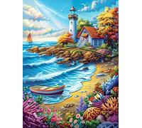 Lighthouse on A Coastal Cliff at Sunset Puzzle 500 Pezzi Sfida Impossibile Difficile Science Fiction Magical Dream Rompicapo Per Adulti Amanti Del Puzzle Rilassamento E Stimolo Intellettuale Regalo L