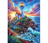 Lighthouse on A Coastal Cliff Rompicapo 500 Pezzi La Grande Onda Di Kanagawa Cartone Rigido Arte Orientale Science Fiction Magical Dream Per Decorazione E Passatempo Con Poster Incluso 50