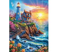 Lighthouse on A Rocky Coastal Cliff Puzzle 500 Pezzi Rompicapo Creativo Artistico Scenery Science Fiction Stimolo Della Creatività Attività Per Il Tempo Libero Regalo Per Persone Creative 500 PCS